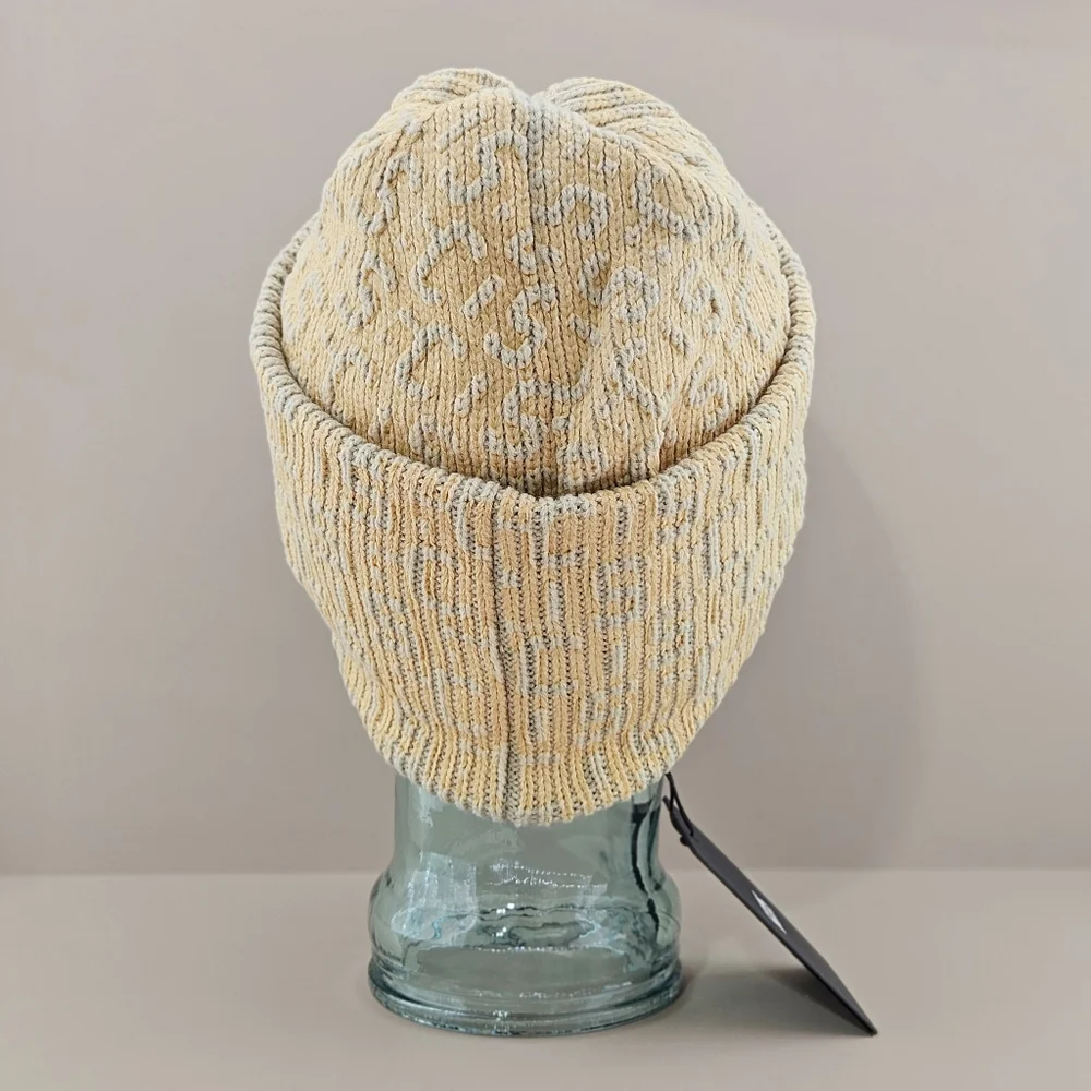 GCDS Hat Beanie Off White Wool Blend Monogram Knit Outdoor Fall Winter